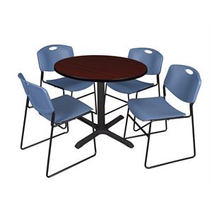 Scranton & Co 36&quot Round Breakroom Table with 4 Zeng Chairs in Mahogany
