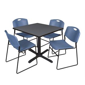 Scranton & Co 36&quot Square Breakroom Table with 4 Zeng Chairs in Grey