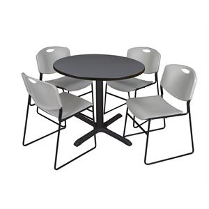 Scranton & Co 42&quot Round Breakroom Table with 4 Zeng Chairs in Grey
