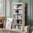 Scranton & Co Kunskap 5-Shelf Contemporary Bookcase in Cream Weave