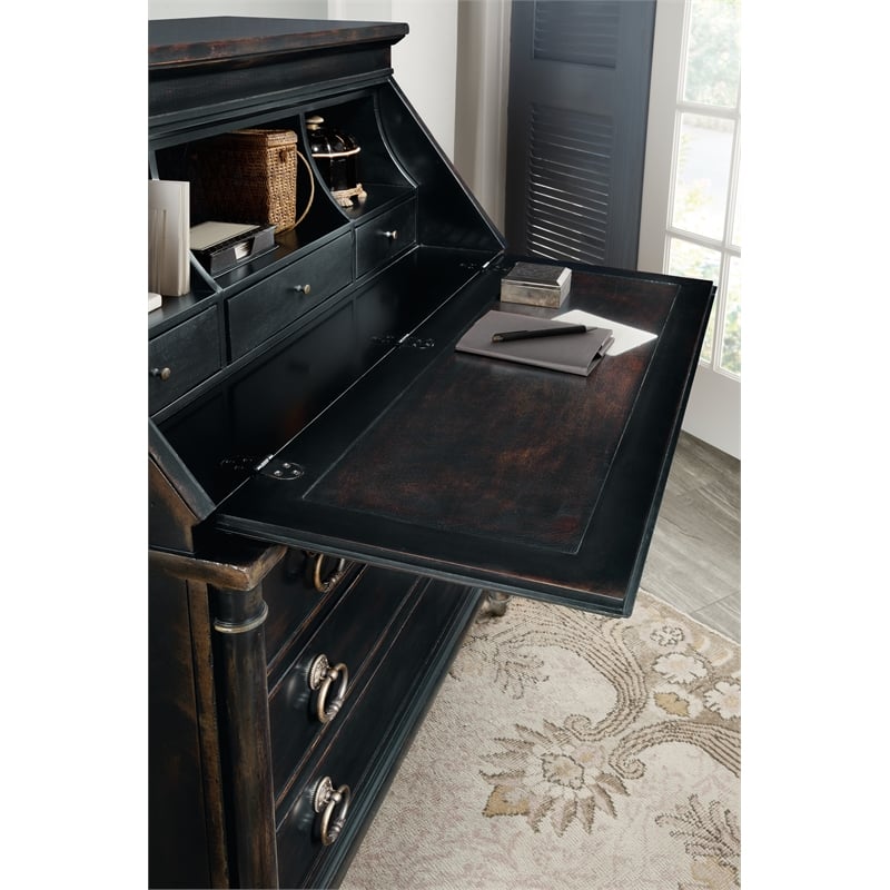 Scranton & Co Secretary Desk in Black Cherry Finish with Drop-Front Lid