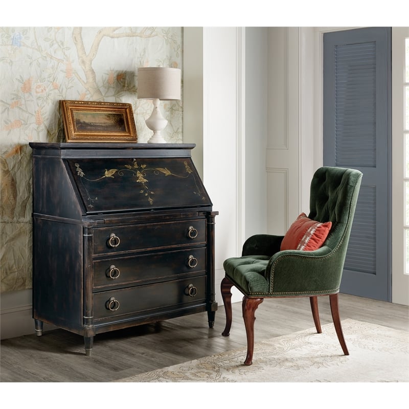 Scranton & Co Secretary Desk in Black Cherry Finish with Drop-Front Lid