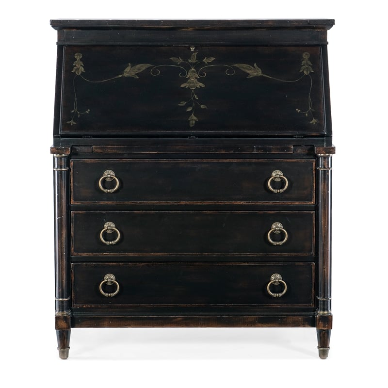 Scranton & Co Secretary Desk in Black Cherry Finish with Drop-Front Lid