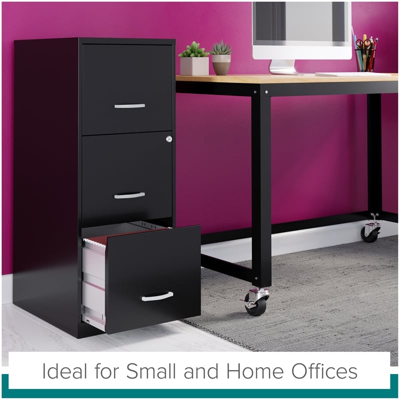 Scranton & Co Mobile Metal Desk with Laminate Black/Maple 48