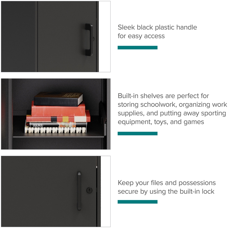 Scranton & Co 4 Shelf Metal Storage Locker Cabinet Black 53.4