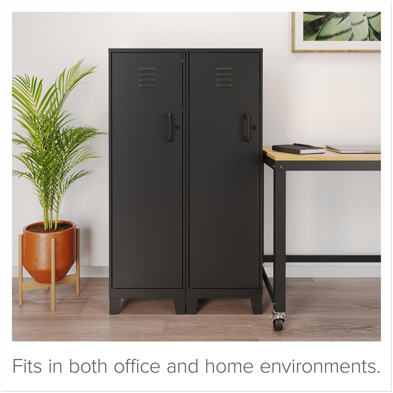 Scranton & Co 4 Shelf Metal Storage Locker Cabinet Black 53.4