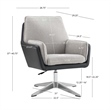 Scranton & Co Metal Swivel Chair with Black Faux Leather and Gray Sherpa