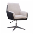 Scranton & Co Metal Swivel Chair with Black Faux Leather and Gray Sherpa