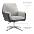Scranton & Co Metal Swivel Chair with Black Faux Leather and Gray Sherpa