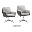 Scranton & Co Metal Swivel Chair with Black Faux Leather and Gray Sherpa