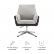 Scranton & Co Metal Swivel Chair with Black Faux Leather and Gray Sherpa
