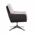 Scranton & Co Metal Swivel Chair with Black Faux Leather and Gray Sherpa