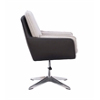 Scranton & Co Metal Swivel Chair with Black Faux Leather and Gray Sherpa