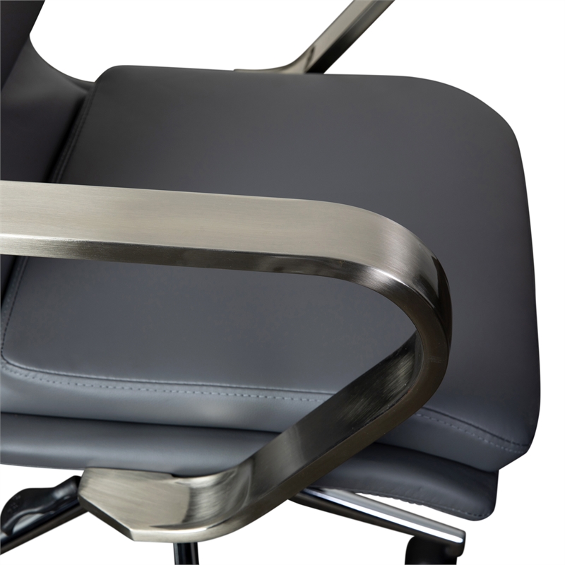 Scranton & Co Faux Leather Swivel Office Chair in Gray and Chrome
