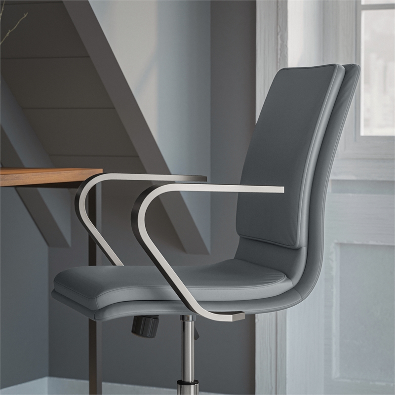 Scranton & Co Faux Leather Swivel Office Chair in Gray and Chrome