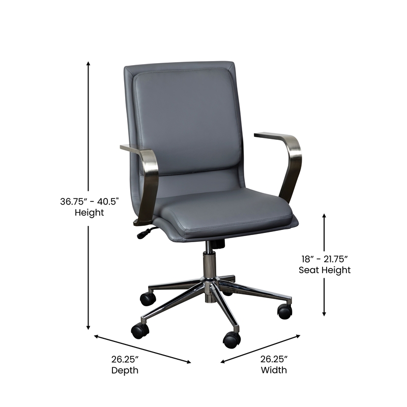 Scranton & Co Faux Leather Swivel Office Chair in Gray and Chrome