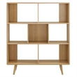 Scranton & Co 7-Shelf Wood Bookcase with Splayed Legs in Oak Finish
