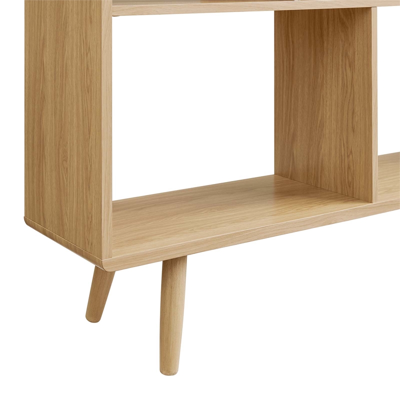Scranton & Co 7-Shelf Wood Bookcase with Splayed Legs in Oak Finish