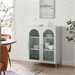 Scranton & Co Metal Accent Cabinet with Glass Doors in Light Gray