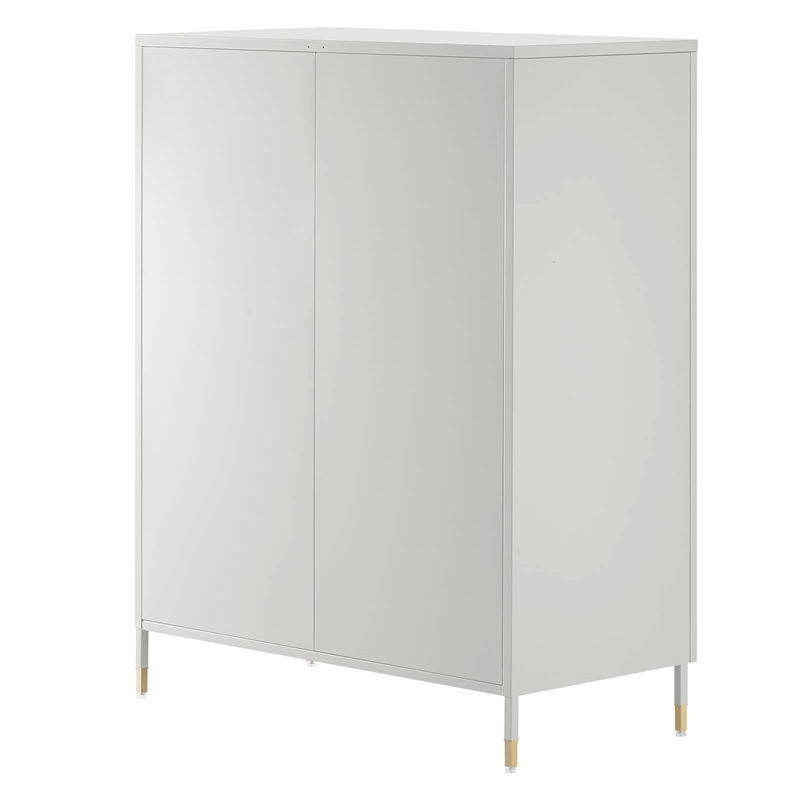 Scranton & Co Metal Accent Cabinet with Glass Doors in Light Gray