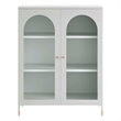 Scranton & Co Metal Accent Cabinet with Glass Doors in Light Gray