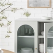 Scranton & Co Metal Accent Cabinet with Glass Doors in Light Gray