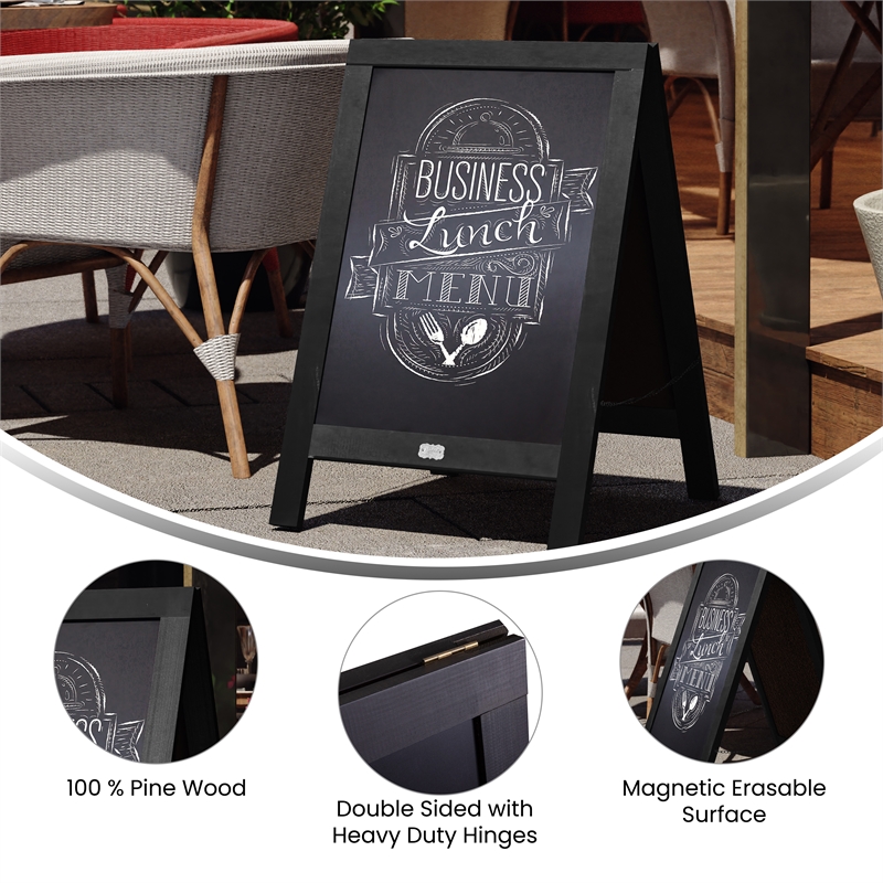 Scranton & Co A-Frame Magnetic Chalkboard with Pine Wood Frame in Black