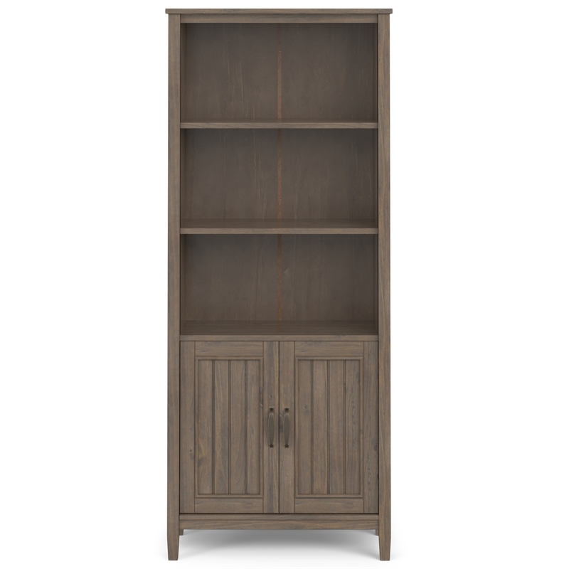 Scranton & Co Lev Solid Wood 72-in Bookcase Smoky Brown with Storage