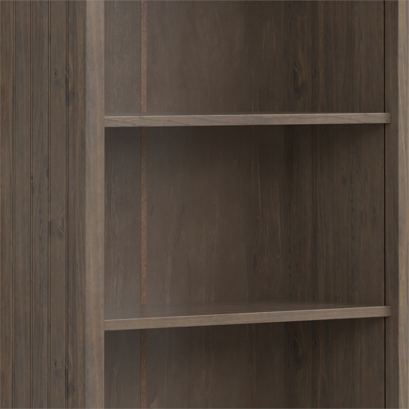Scranton & Co Lev Solid Wood 72-in Bookcase Smoky Brown with Storage