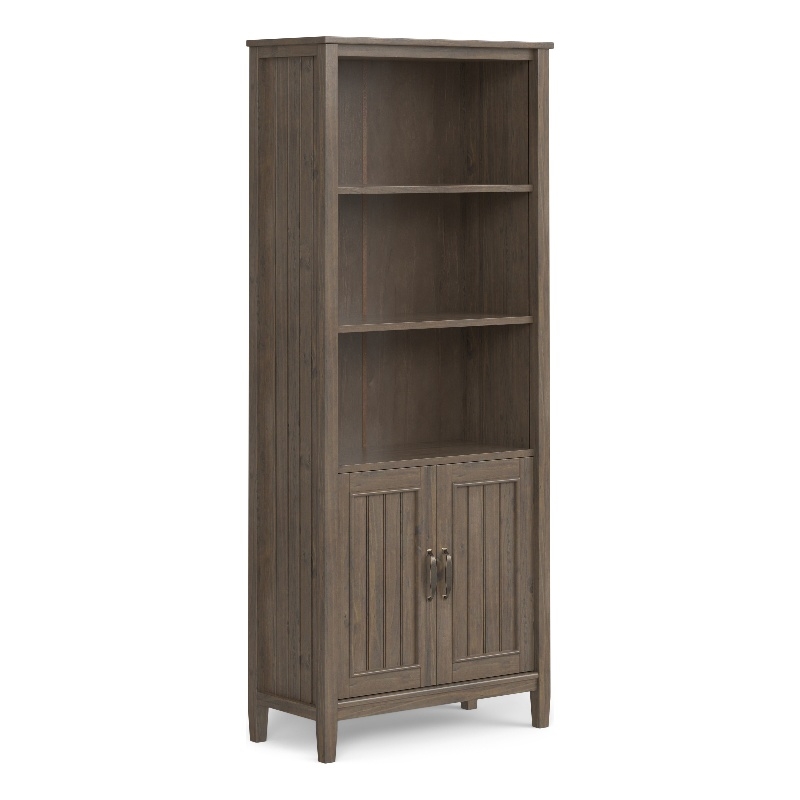 Scranton & Co Lev Solid Wood 72-in Bookcase Smoky Brown with Storage