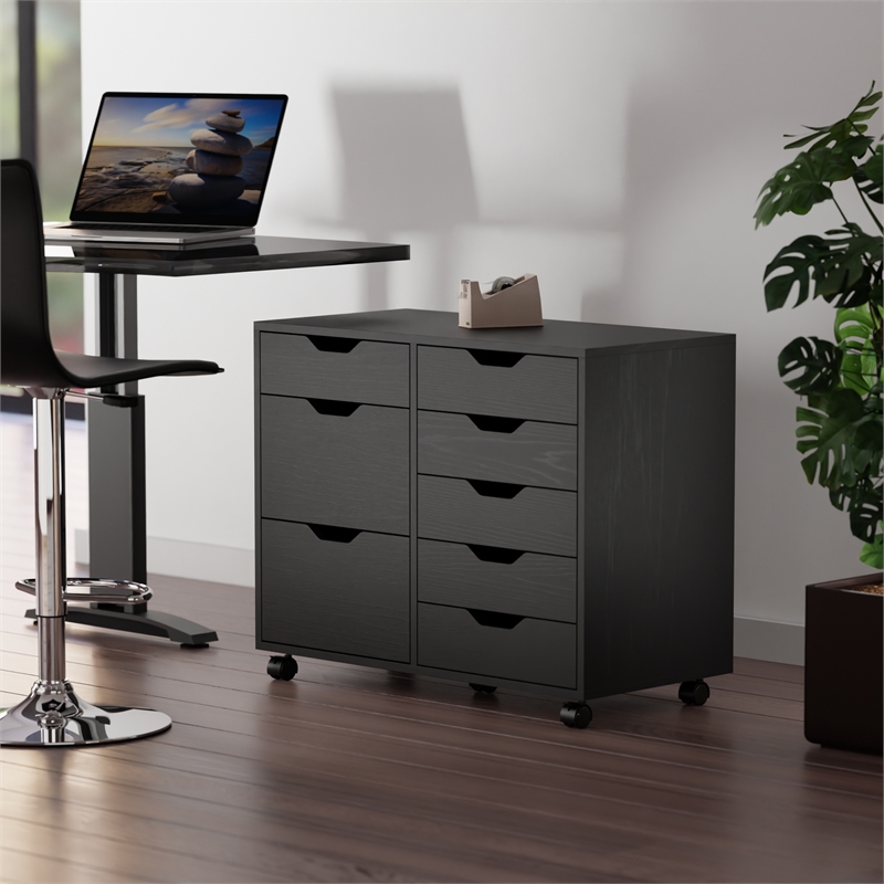 Scranton & Co 6-Drawer Mobile Storage Cabinet in Polished Black