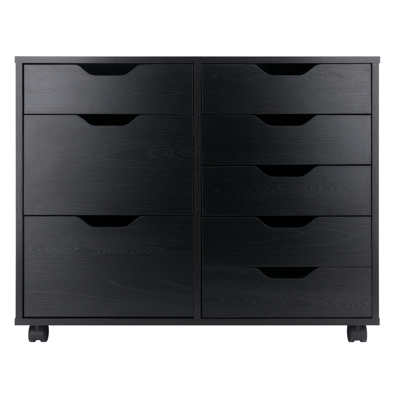 Scranton & Co 6-Drawer Mobile Storage Cabinet in Polished Black