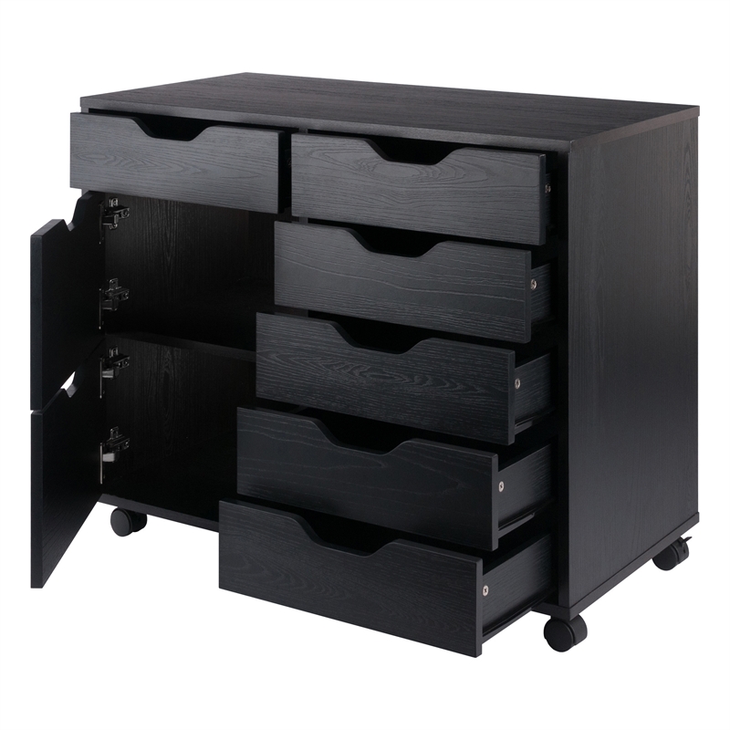 Scranton & Co 6-Drawer Mobile Storage Cabinet in Polished Black