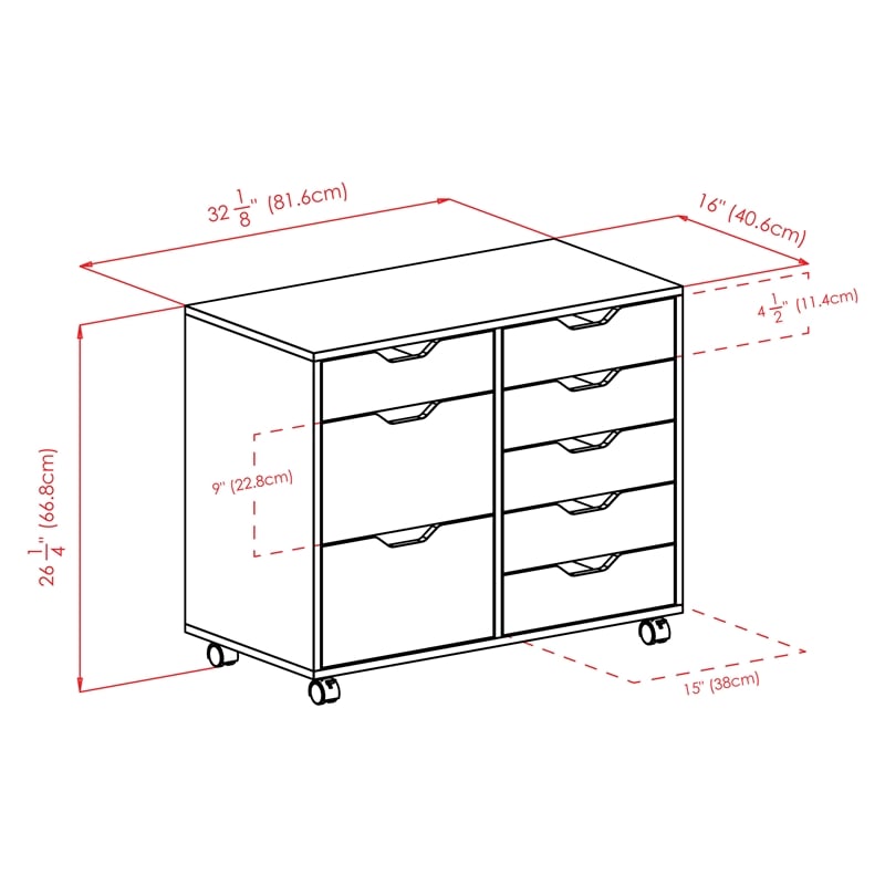 Scranton & Co 6-Drawer Mobile Storage Cabinet in Polished Black