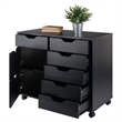 Scranton & Co 6-Drawer Mobile Storage Cabinet in Polished Black
