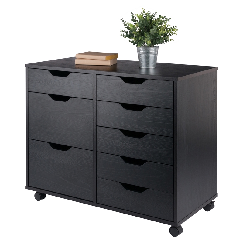 Scranton & Co 6-Drawer Mobile Storage Cabinet in Polished Black