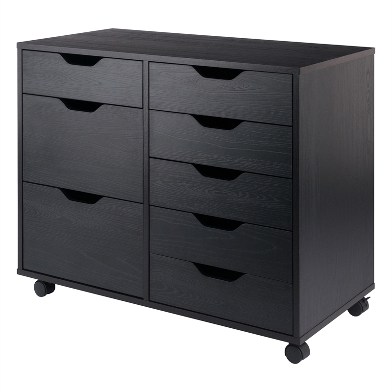 Scranton & Co 6-Drawer Mobile Storage Cabinet in Polished Black
