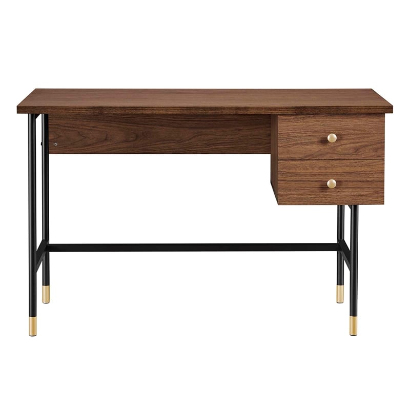 Scranton & Co Wood Office Desk with Two Drawers in Black Walnut