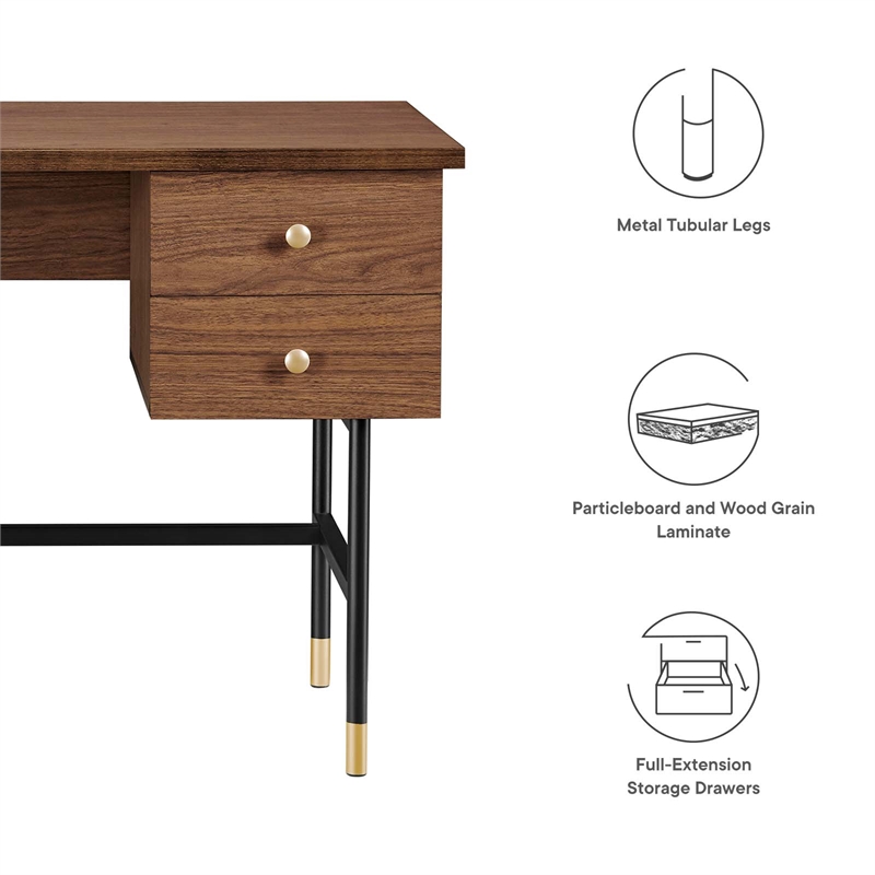 Scranton & Co Wood Office Desk with Two Drawers in Black Walnut