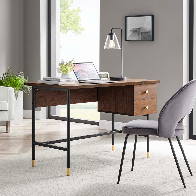 Scranton & Co Wood Office Desk with Two Drawers in Black Walnut