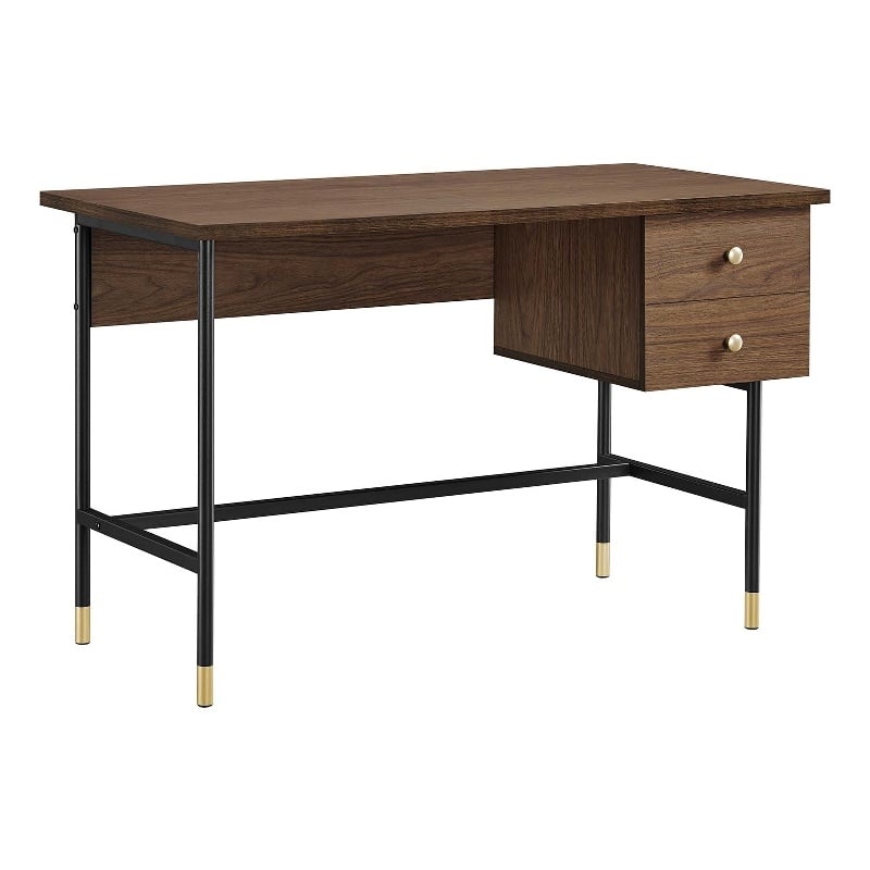 Scranton & Co Wood Office Desk with Two Drawers in Black Walnut