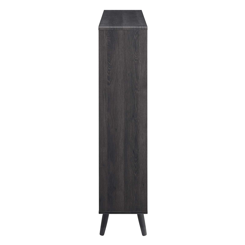 Scranton & Co 7-Shelf Wood Bookcase with Splayed Dowel Legs in Charcoal