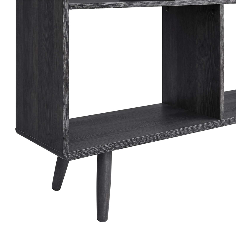 Scranton & Co 7-Shelf Wood Bookcase with Splayed Dowel Legs in Charcoal