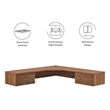 Scranton & Co Wall Mount Corner Wood Office Desk with Drawers in Walnut