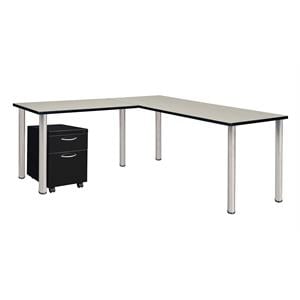 Scranton & Co 66&quot L-Desk with 42&quot Return and Pedestal in Maple