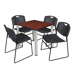 Scranton & Co 30&quot Square Breakroom Table with 4 Zeng Chairs in Cherry