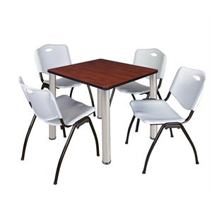 Scranton & Co 30&quot Square Breakroom Table with 4 'M' Chairs in Cherry