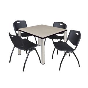 Scranton & Co 36&quot Square Breakroom Table with 4 'M' Chairs in Maple