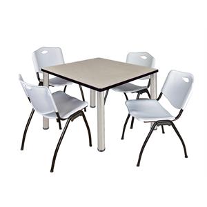 Scranton & Co 36&quot Square Breakroom Table with 4 'M' Chairs in Maple