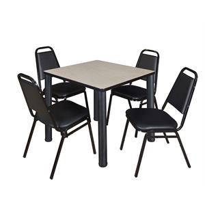 Scranton & Co 30&quot Square Breakroom Table with 4 Restaurant Chairs in Maple